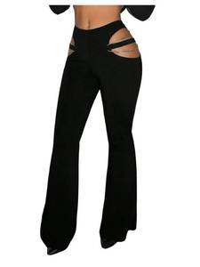 lot 2728 image: SHENHE Womens Low Waist Cut Out Flare Leg Bootcut Pants, Size XS