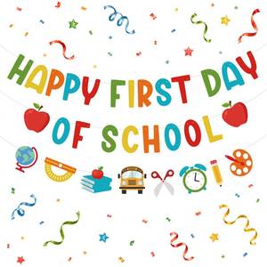 lot 2734 image: OHOME Back to School Banner 8.5 ft Happy First Day of School Garland
