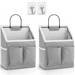 lot 2753 image: Kanrichu Wall Hanging Storage Basket 2 Pack Linen Fabric Waterproof Organizer