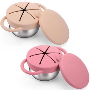 lot 2759 image: BUSOHA 2 Pack 9 oz Spill Proof Stainless Steel Toddler Snack Cups