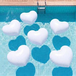 lot 2776 image: MiniInflat White Inflatable Heart Pool Floats, 6 Pack With Pump