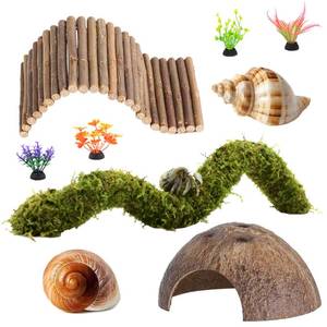 lot 2791 image: COSOC Hermit Crab Accessories 9Pcs Coconut Hideout Climbing Bridge B-Group-9PCS