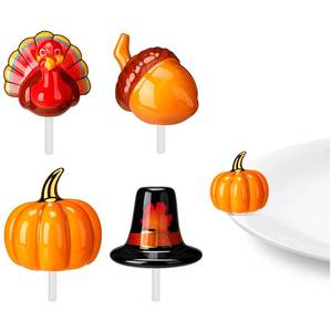 lot 2792 image: Sieral 4 Pcs Thanksgiving Ceramic Plate Accent Decorations