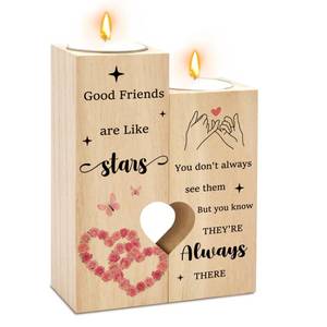 lot 2827 image: iMEYDNGF Wooden Heart Candle Holder 4.72 Inch Solid Pine