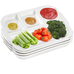 lot 5315 image: TOPZEA 4 Pack Ceramic Divided Dinner Plates, 12x8.5 Inch 4 Compartment White