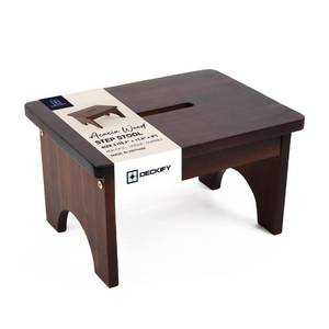 lot 5317 image: DECKIFY Acacia Wood Step Stool, Rich Walnut, 9 Inch