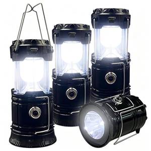 lot 5326 image: XTAUTO Collapsible LED Camping Lantern Flashlight 1600mAh Solar USB 4-Pack