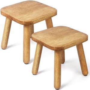 lot 5338 image: VZZNN 2 Pack Wooden Stool 9.3 Inch Classic Walnut