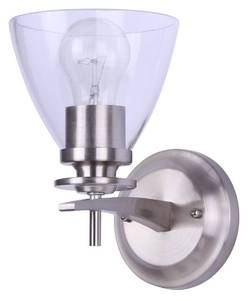 lot 5340 image: Canarm Ltd. Wall Sconce 1 Light Brushed Nickel Clear Glass Shade New Yorker