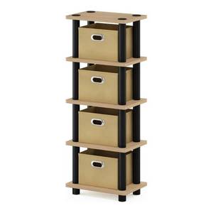 lot 5348 image: Furinno Turn-N-Tube Toolless 4-Tier Storage Shelves Oak