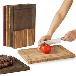 lot 5355 image: AODANC Wooden Book Cutting Board Set 3 Piece With Stand