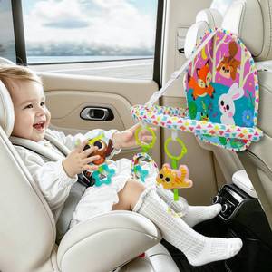 lot 5363 image: OKOOKO Double Sided Rear Facing Car Seat Toy with Mirror and Rattles