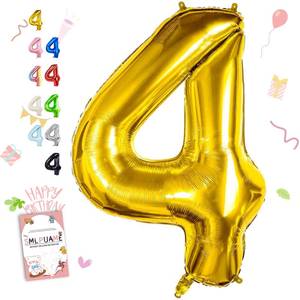 lot 6071 image: Foil Number Balloon 40 Inch Gold Number 4 Birthday Decoration