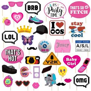 lot 6072 image: Mosailles Y2K Party Photo Booth Props 35 Pcs 2000s Birthday Decor