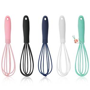 lot 6463 image: NCAM Mini Whisk Set 5 Pcs Silicone Stainless Steel Wire Whisk Assorted Colors