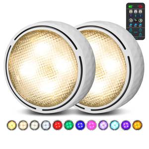 lot 6469 image: TECOMLIGHT Puck Lights with Remote, 13 RGB Colors & 3 White Tones, 2 Pack