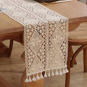 lot 6484 image: Meioro Crochet Lace Table Runner 12x60 Inch Boho Cotton