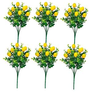 lot 6485 image: Qiknird Artificial Lemon Branches Faux Lemon Picks 6 Pack
