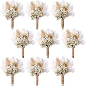 lot 6490 image: Fabbay Dried Flower Boutonniere for Men 9 Pcs Boho Wedding