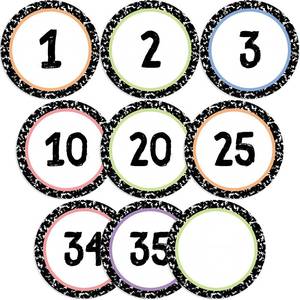 lot 6496 image: Chinco Classroom Circle Number Cutouts 1-35 with Blanks, 40 Pcs