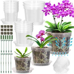 lot 7790 image: Tetutor Clear Plastic Orchid Pots with Holes 12 Pack 4, 5, 6 Inch