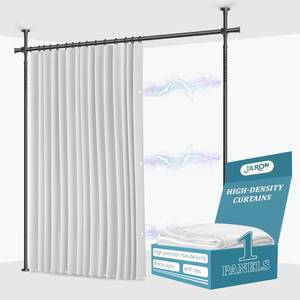lot 7798 image: Jilron No-Drill Room Divider Curtain Set, 106 W x 96 L, White  Retail $129