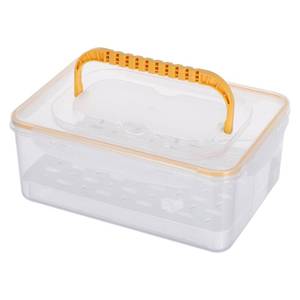 lot 7824 image: Cabilock Glass Storage Box with Handle and Drain Rack 10.74 x 7.48 x 4.33 In