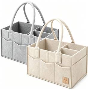 lot 7829 image: Hiphop Panda Diaper Caddy Organizer 2-Pack GreyOatmeal