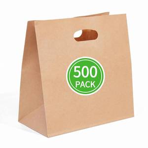 lot 7832 image: PAICUIKE Die Cut Tote Brown Kraft Paper Bags with Handle 11x6x11 50 Pcs