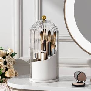 lot 7833 image: YOOLENS Makeup Brush Holder with Lid 360 Rotating Dustproof Transparent
