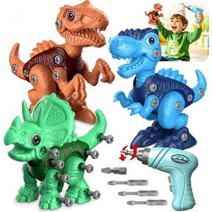 lot 7834 image: Laradola Take Apart Dinosaur Toys 85 Pieces 3-Pack with Electric Drill