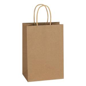 lot 7836 image: Mlyta Brown Kraft Paper Gift Bags with Handles 100 Pack 5.25x3.25x8.5 Inch