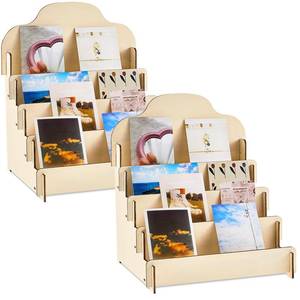 lot 7840 image: Barydat Greeting Card Display Stand 4 Tier Wood 11.8 Inch (2 Pack)