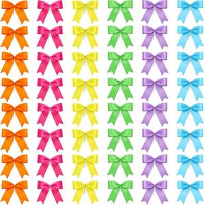 lot 8032 image: Sumind 48 Pieces Small Neon Christmas Tree Bows 3 Inch