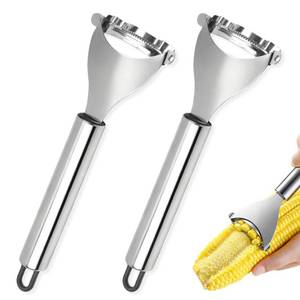lot 8035 image: DQITJ 2 Pack Stainless Steel Corn Peeler and Stripper
