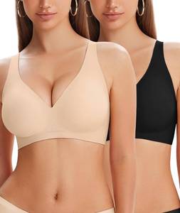 lot 8042 image: ROIIRO Womens Deep V Wireless Push Up Seamless Bra, Small
