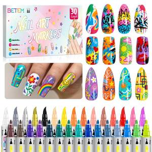 lot 8064 image: Betem Nail Polish Pens Dual Tip 30 Colors