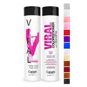 lot 8067 image: Celeb Luxury Colorwash Viral Hot Pink Magenta Shampoo & Conditioner Duo
