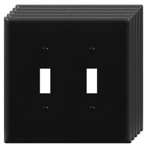 lot 8098 image: ENERLITES 2-Gang Mid-Size Toggle Switch Wall Plate Black 5 Pack 8812M-BK-5PCS