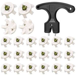 lot 8099 image: Shappy 50 Pcs Golf Shoe Spikes Replacement Metal Cleats with Wrench, White