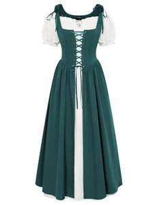 lot 8102 image: Scarlet Darkness Renaissance Costume Dress Women 2 Piece Blue Green XL