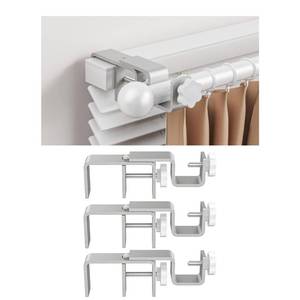 lot 8106 image: Onneka Over-Blind Curtain Rod Brackets, 1.3-2 in Headrails, Set of 3, Silver