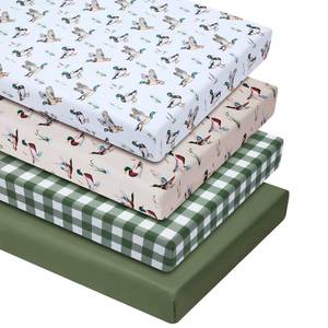 lot 8109 image: VitalCozy Mallard Duck Fitted Crib Sheet 4 Piece Set for Standard Cribs