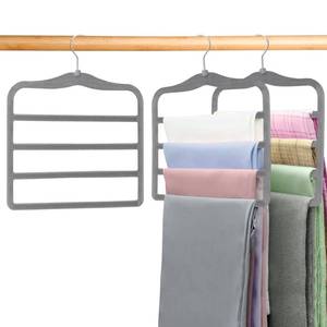 lot 8119 image: CLODSPAC Space Saving Pants Hangers 4-Tier Skirt Hangers 2 Pack