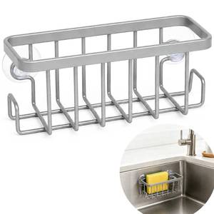 lot 8128 image: Discount Parts Direct Sponge Holder Kitchen Sink Rustproof 2 Side Hooks