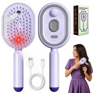 lot 8135 image: Adibeycx Electric Spray Air Cushion Hair Brush Massage Comb 5-in-1 Purple