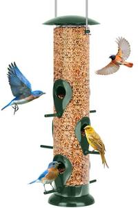 lot 8138 image: FEED GARDEN Hanging Bird Feeder 13 Inch 6 Port Clear Tube