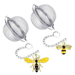 lot 8144 image: YOIYINI 2 Pc Stainless Steel Mesh Tea Infuser 2.1 Inch Tea Ball with Honey Bee