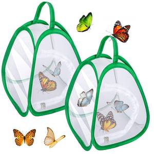 lot 8156 image: DECOHS Collapsible Mini Butterfly Habitat Cage 10 x 8.8 x 8 in, 2 Pack