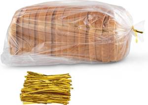 lot 8160 image: Mantah Reusable Bread Bags with Ties, 60 Count, 8 x 4 x 18 in
